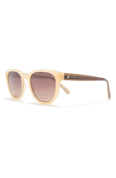 Kenneth Cole 52mm Square Sunglasses In Shiny Beige / Gradient Brown