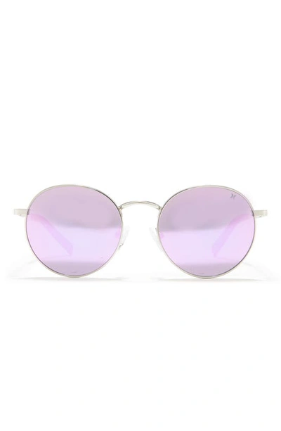 Shop Hurley Small Enamel Accented Round Sunglasses In Lilac Mirror