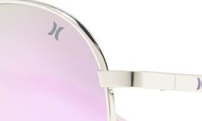 Shop Hurley Small Enamel Accented Round Sunglasses In Lilac Mirror