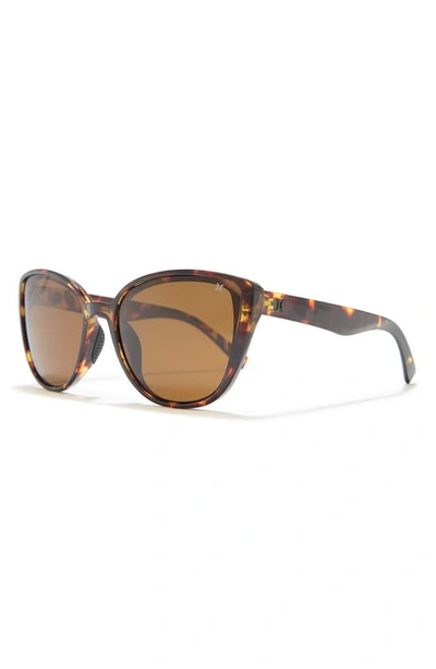 Shop Hurley Medium Plastic Cat-eye Sunglasses In Shiny Tortoise