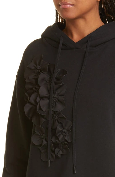 Shop Jason Wu Embellished Floral Cotton Hoodie In Black