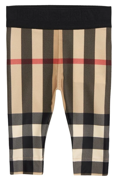 Shop Burberry Kids' Gina Check Stretch Jersey Leggings In Archive Beige Ip Check