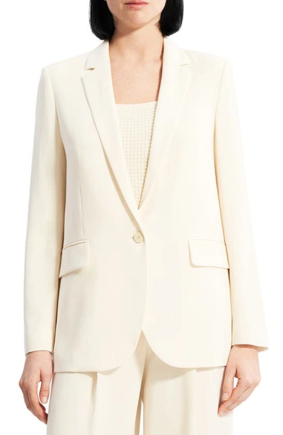 Shop Theory One-button Blazer In Rice