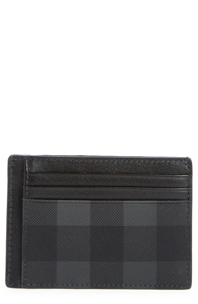 Shop Burberry Chase Money Clip Card Case In Dark Charcoal