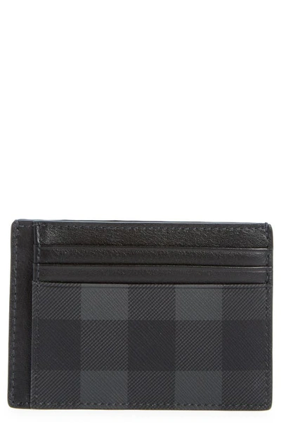 Burberry Check Leather-Trimmed Money Clip Card Holder