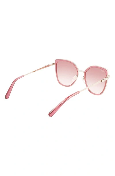 Ferragamo 54mm Gradient Cat Eye Sunglasses In Rose Gold / Bordeaux