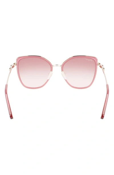 Ferragamo 54mm Gradient Cat Eye Sunglasses In Rose Gold / Bordeaux