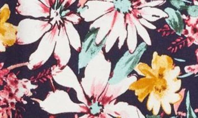 Loveappella Floral Twist Front Knit Dress In Navy Multi
