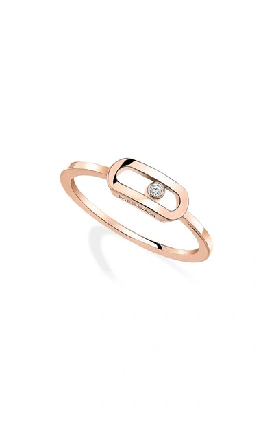 Shop Messika Move Uno Baguette Ring In Pink Gold