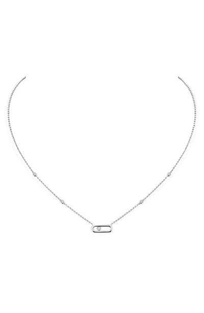 Shop Messika Move Uno Diamond Station Pendant Necklace In White Gold