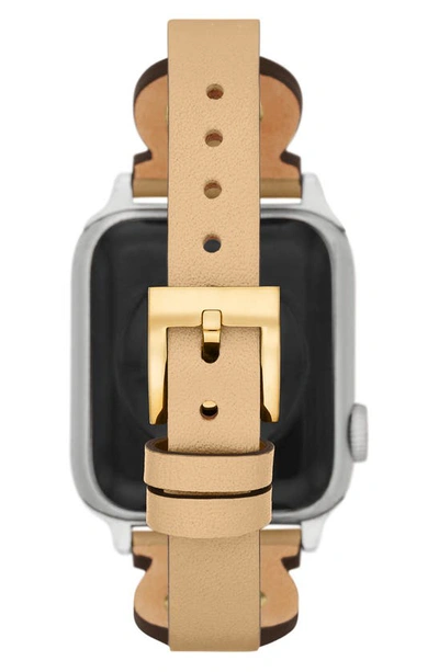 Tory Burch Miller Leather 11mm Apple Watch® Watchband In Tan | ModeSens