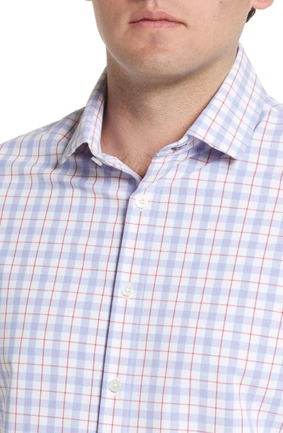 Shop Mizzen + Main Leeward Plaid Stretch Performance Button-up Shirt In Pink Blue Multi Plaid