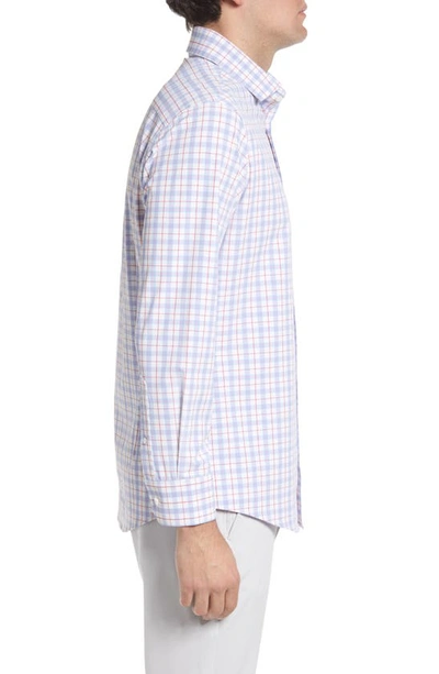 Shop Mizzen + Main Leeward Plaid Stretch Performance Button-up Shirt In Pink Blue Multi Plaid