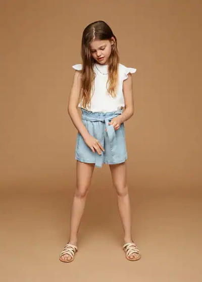 Mango Kids' Bow Lyocell Shorts Light Blue | ModeSens