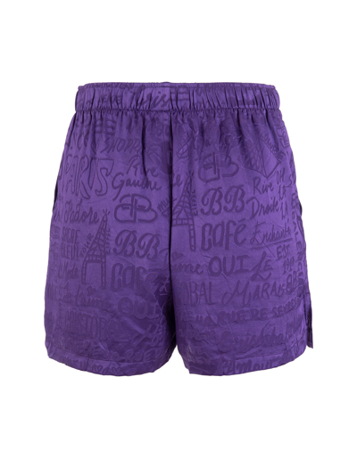 Shop Balenciaga Woman Logoed Purple Pyjama Shorts In Violet