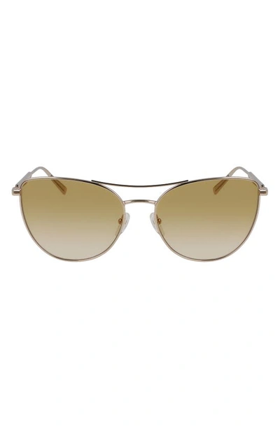 Shop Longchamp 58mm Cat Eye Sunglasses In Gold/ Sun