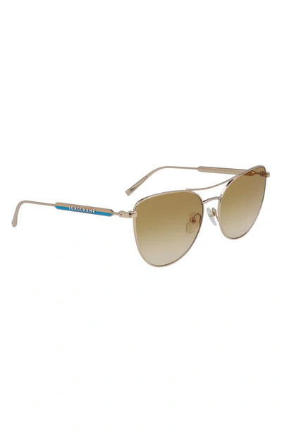 Shop Longchamp 58mm Cat Eye Sunglasses In Gold/ Sun