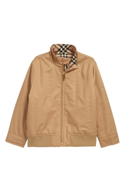 Shop Burberry Kids' Reversible Check Cotton Jacket In Archive Beige