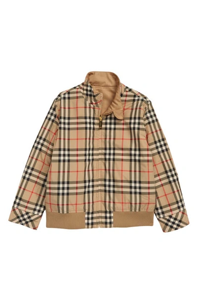 Shop Burberry Kids' Reversible Check Cotton Jacket In Archive Beige