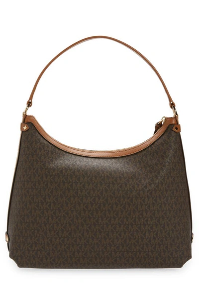 Shop Michael Kors Maeve Large Leather Hobo In Brown/ Acorn