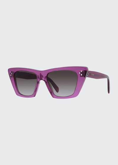 Shop Celine Acetate Butterfly Sunglasses In 81z Violet Mirror