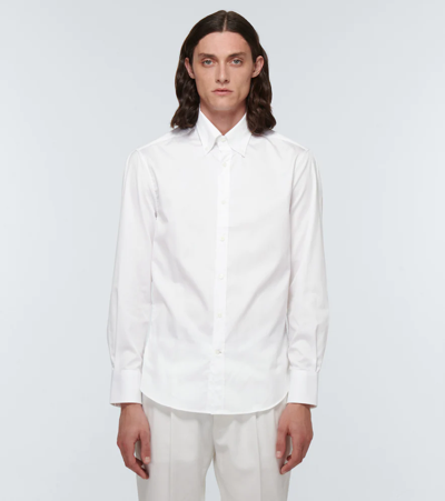 Shop Brunello Cucinelli Slim Cotton Twill Shirt In Bianco