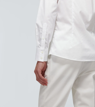 Shop Brunello Cucinelli Slim Cotton Twill Shirt In Bianco