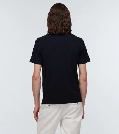 Shop Brunello Cucinelli Cotton Piqué Polo Shirt In Navy