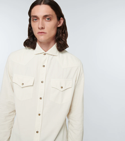 Shop Brunello Cucinelli Western Cotton Shirt In Off White