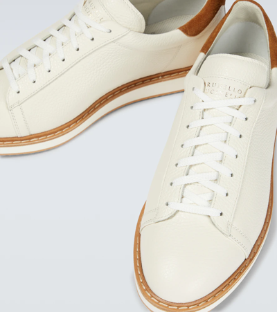 Shop Brunello Cucinelli Low-top Leather Sneakers In Off White