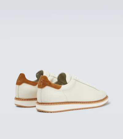 Shop Brunello Cucinelli Low-top Leather Sneakers In Off White
