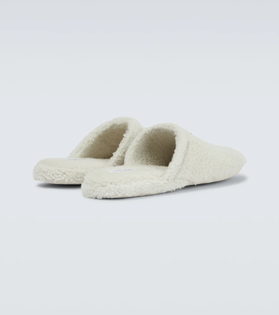Shop Thom Browne Shearling Slippers In White