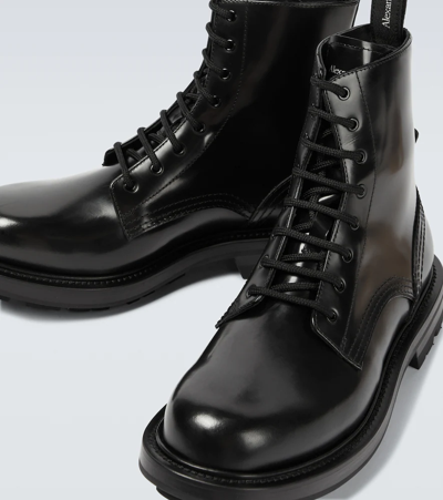 Shop Alexander Mcqueen Lace-up Leather Boots In Black