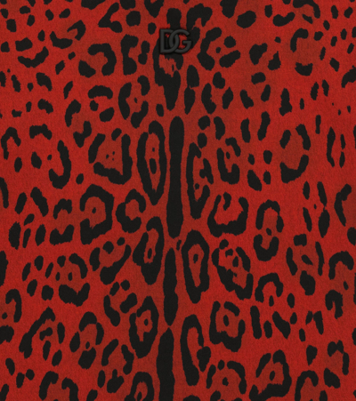 Shop Dolce & Gabbana Leopard-printed Cotton T-shirt In Leo Nero F.rosso