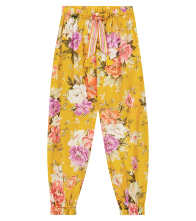 Shop Zimmermann Printed Cotton Pants In Mustard Floral