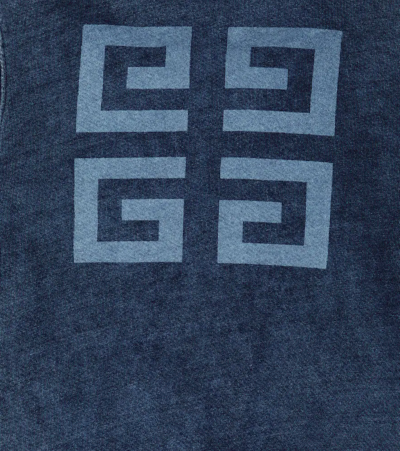 Shop Givenchy Logo Zipped Hoodie In Denim Blue
