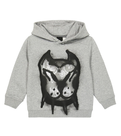 Shop Givenchy Printed Cotton-blend Hoodie In Grey Marl