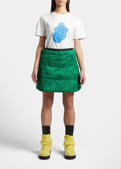 Shop Moncler Genius 1 Moncler Jw Anderson Printed Puffer Mini Skirt In Bright Green