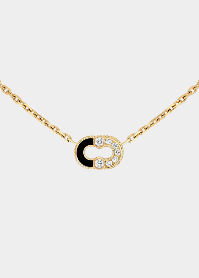 Shop Viltier Magnetic Necklace In Semi Onyx, 18k Yellow Gold And Diamonds In Yg