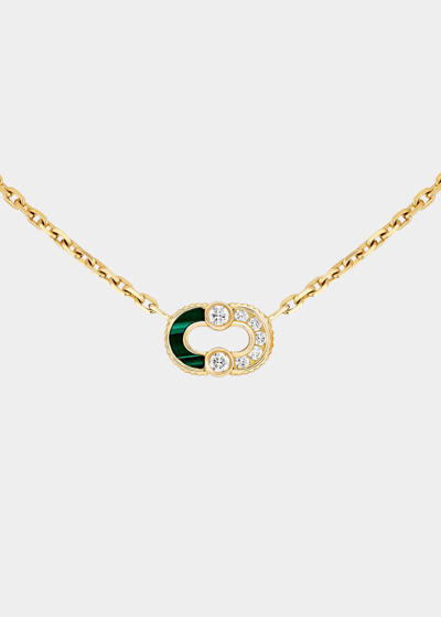 Shop Viltier Magnetic Semi-necklace With Malachite And Diamonds In Yg