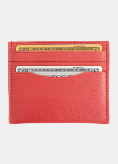 Shop Royce New York Personalized Leather Rfid-blocking Minimalist Card Case In Red