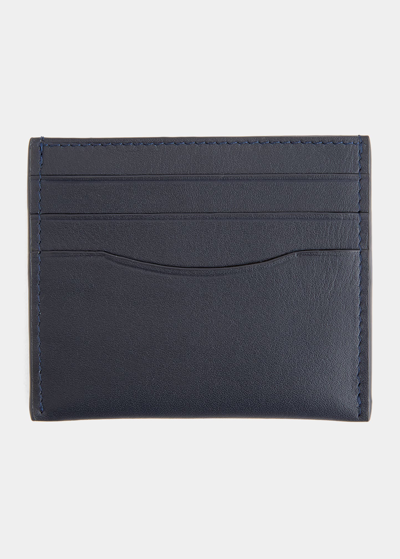 Royce New York Personalized Leather Rfid Blocking Minimalist Card Case In Navy Blue