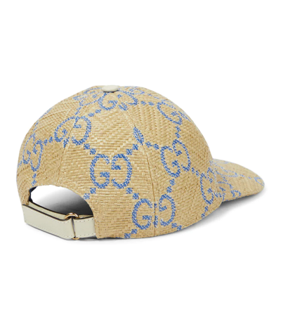 GUCCI GG JACQUARD RAFFIA-EFFECT BASEBALL CAP 