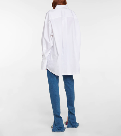 Attico Diana Oversize Split Hem Cotton Button-up Shirt In White