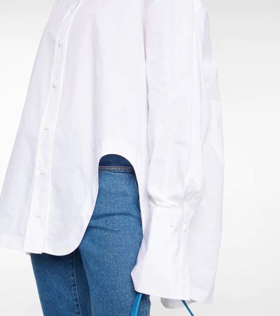 Attico Diana Oversize Split Hem Cotton Button-up Shirt In White