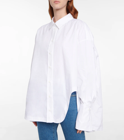 Attico Diana Oversize Split Hem Cotton Button-up Shirt In White