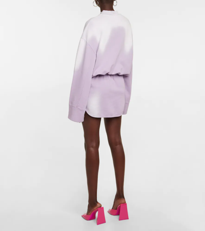 Shop Attico Palmer Tie-dye Cotton Sweatshirt Dress In Lilac