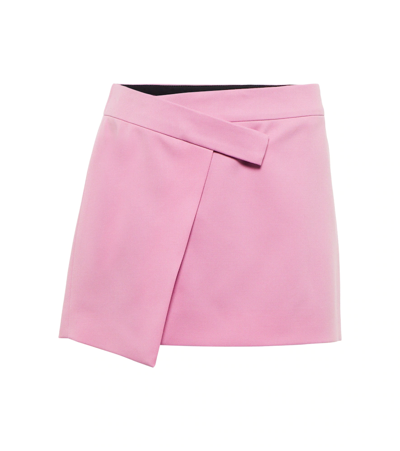 Shop Attico Cloe Wrap Wool Gabardine Miniskirt In Mauve