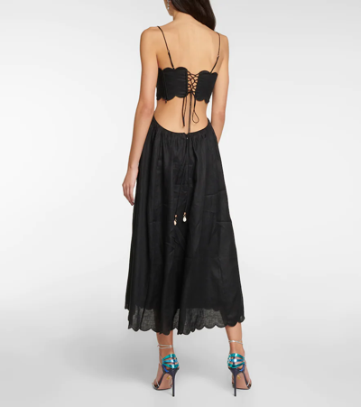 Shop Zimmermann Cutout Linen Maxi Dress In Black