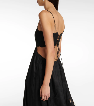 Shop Zimmermann Cutout Linen Maxi Dress In Black